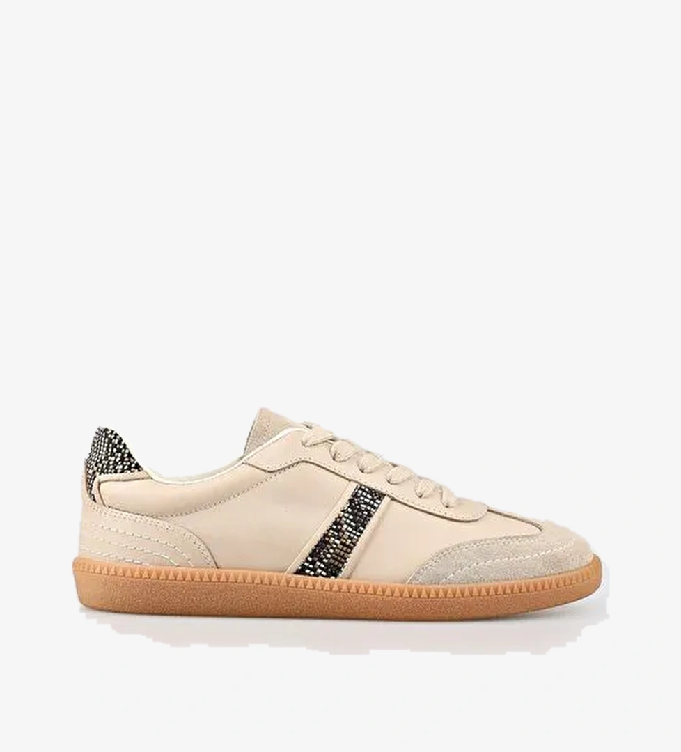 Bej Deri Kadın Spor Ayakkabı - Görsel 1