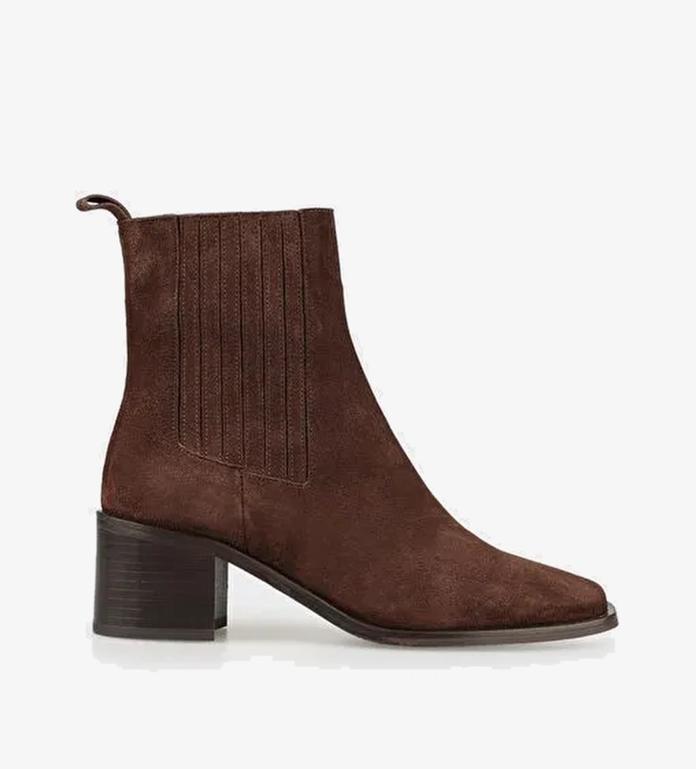 Kahve Deri Kadın Klasik Bot - Görsel 1