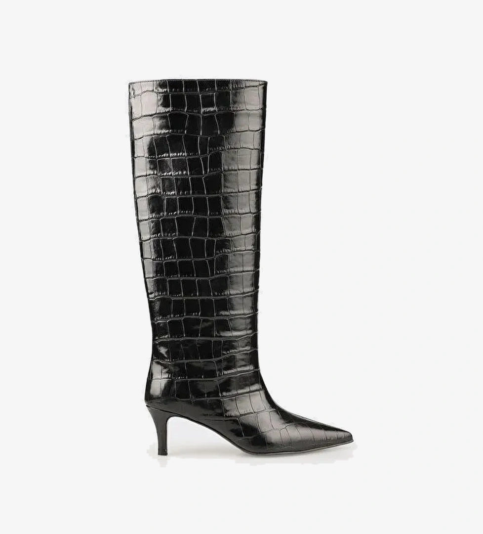 Siyah Deri Kadın Çizme - Görsel 1