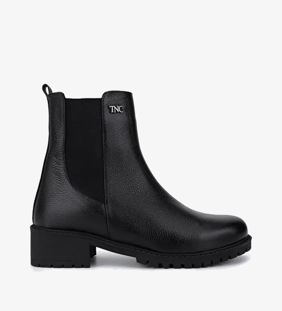 Tamer Tanca Kadın Hakiki Deri Siyah Floter Topuklu Bot - Görsel 1