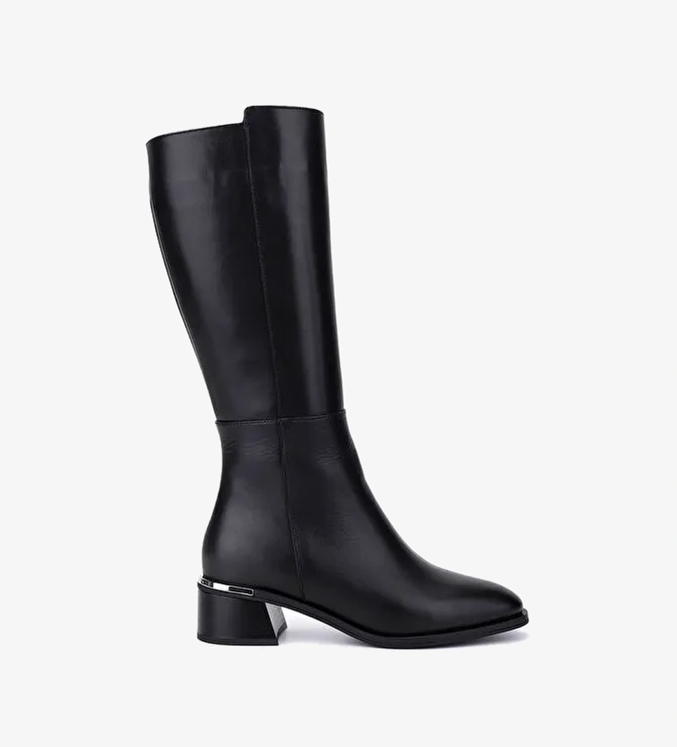 Tamer Tanca Kadın Hakiki Deri Siyah Topuklu Çizme - Görsel 1
