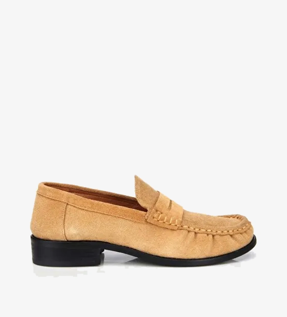 Kadın Süet Deri Taba Yumuşak Dokulu Klasik Loafer 01AYH311580A340 - Görsel 1
