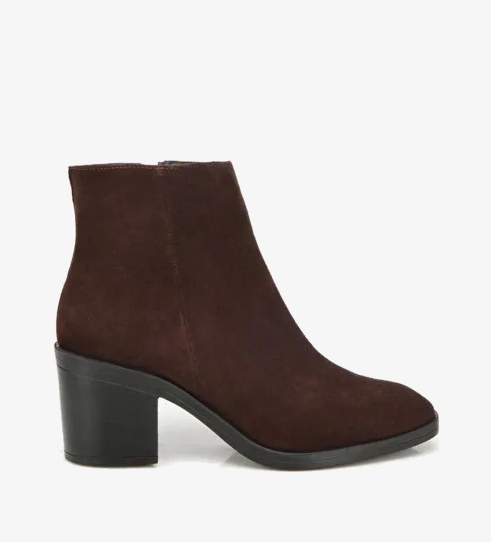 Kadın Süet Deri Kahverengi Fermuarlı Topuklu Bot 01BOH318370A480 - Görsel 1