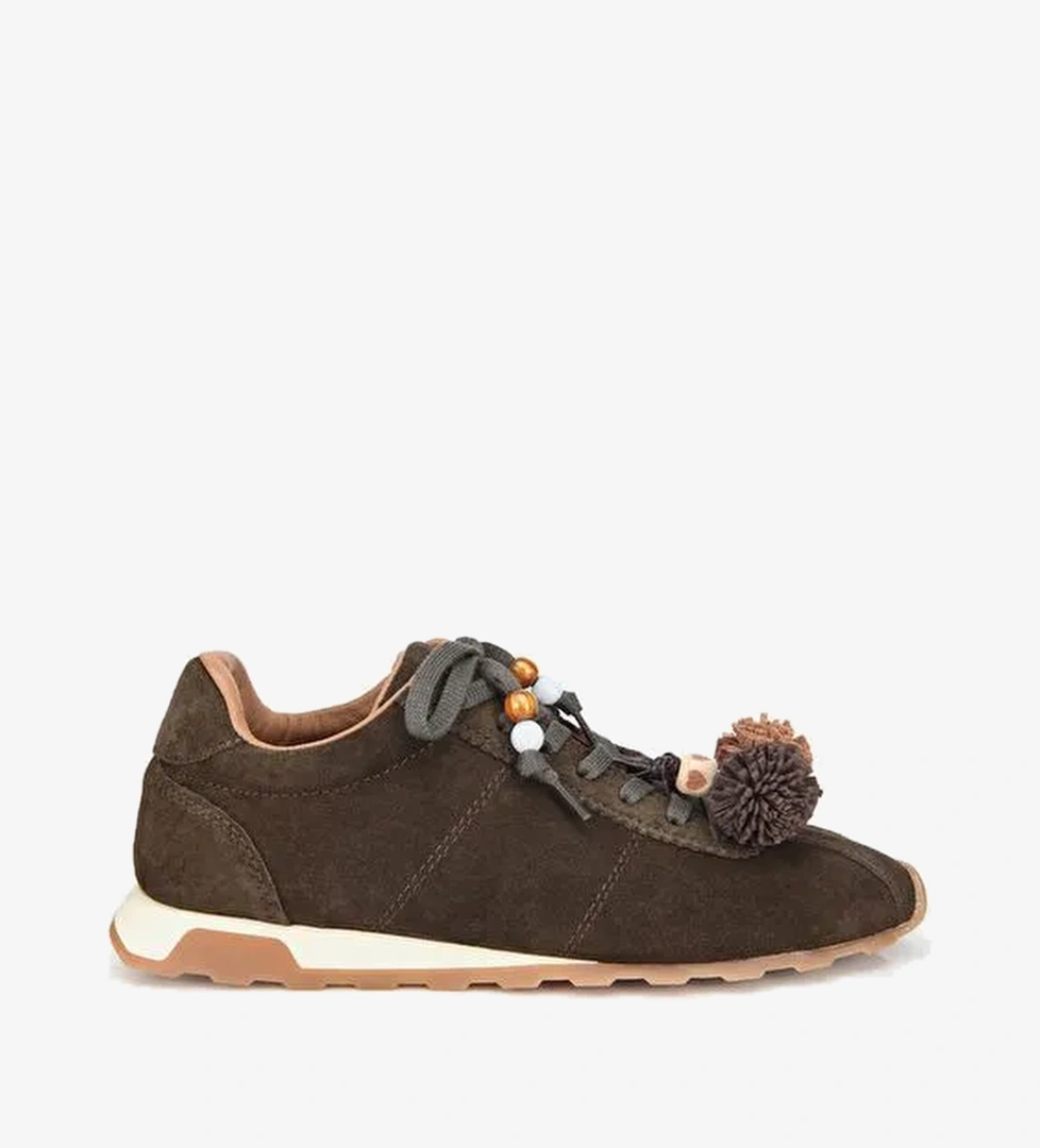 Kadın Süet Deri Haki Aksesuar Detaylı Spor Ayakkabı 01AYH316980A880 - Görsel 1