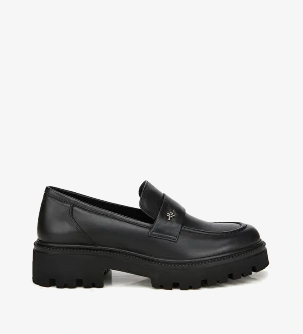 Kadın Deri Siyah Kalın Tabanlı Klasik Loafer 01AYH318340A100 - Görsel 1
