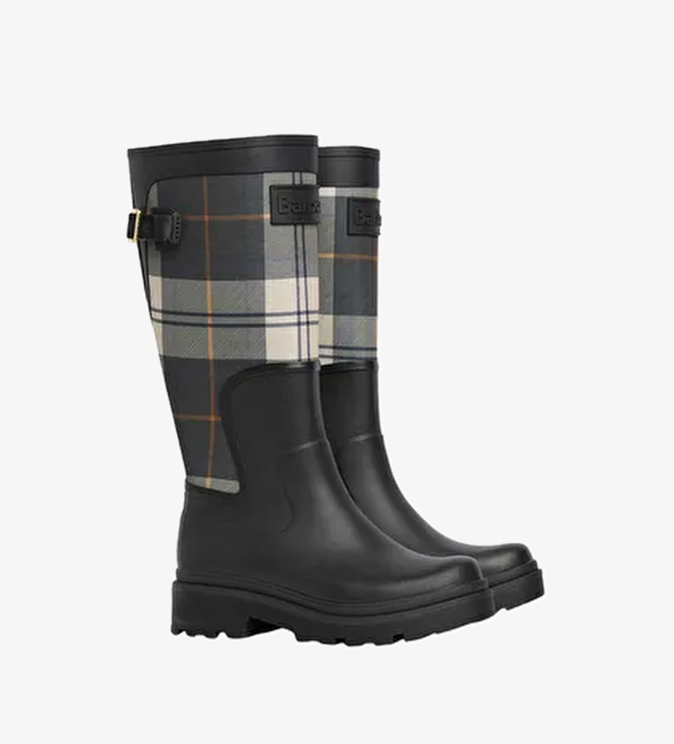 Barbour Dena Tall Welly Çizme BK71 Black/Ancient Tartan - Görsel 1