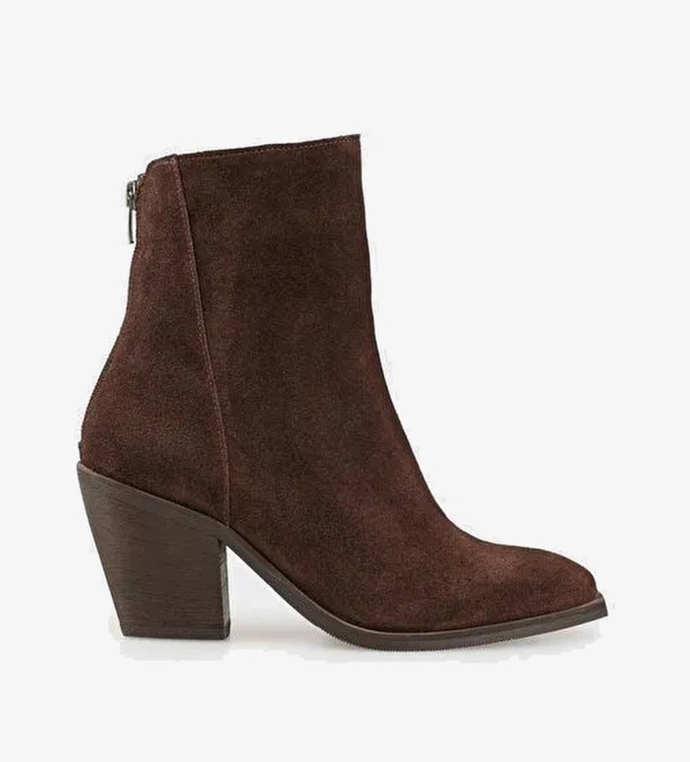 Kahve Deri Kadın Western Bot - Görsel 1