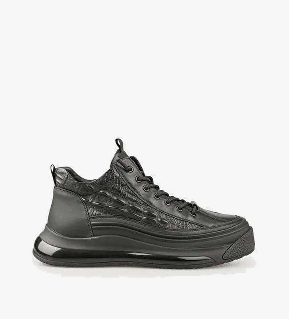 Siyah Deri Erkek Günlük Bot - Görsel 1