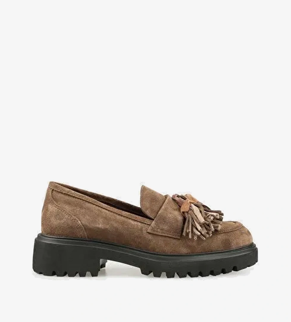 Haki Deri Kadın Günlük Ayakkabı - Görsel 1