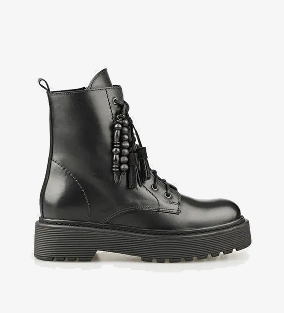 Siyah Deri Kadın Günlük Bot - Görsel 1