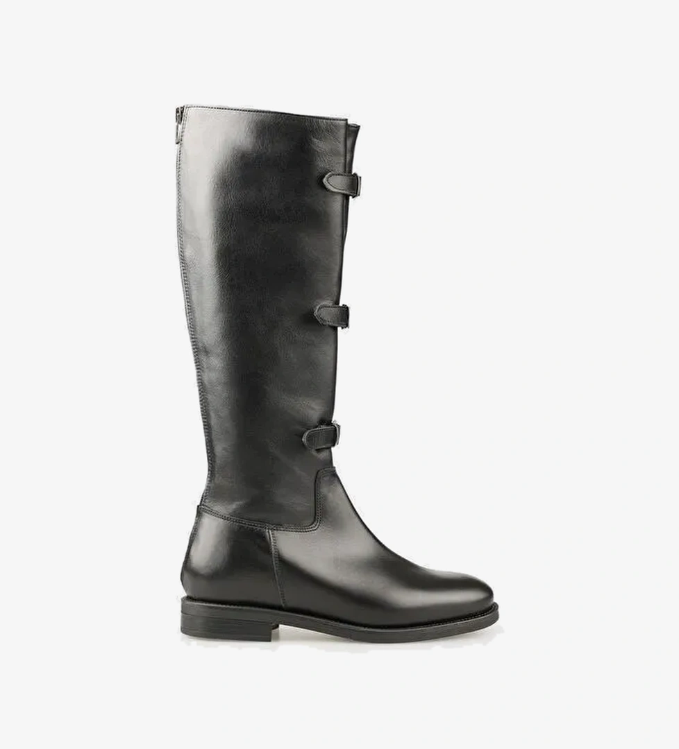 Siyah Deri Kadın Çizme - Görsel 1