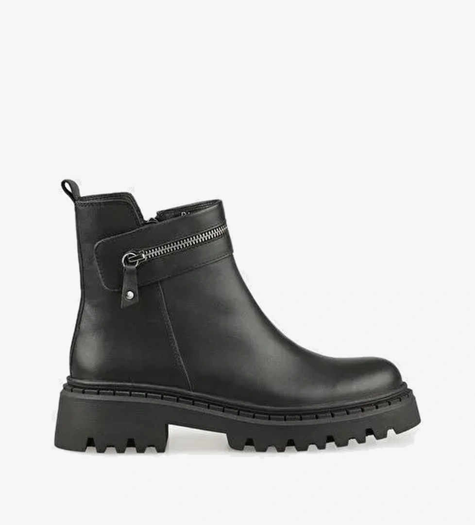 Siyah Deri Kadın Günlük Bot - Görsel 1