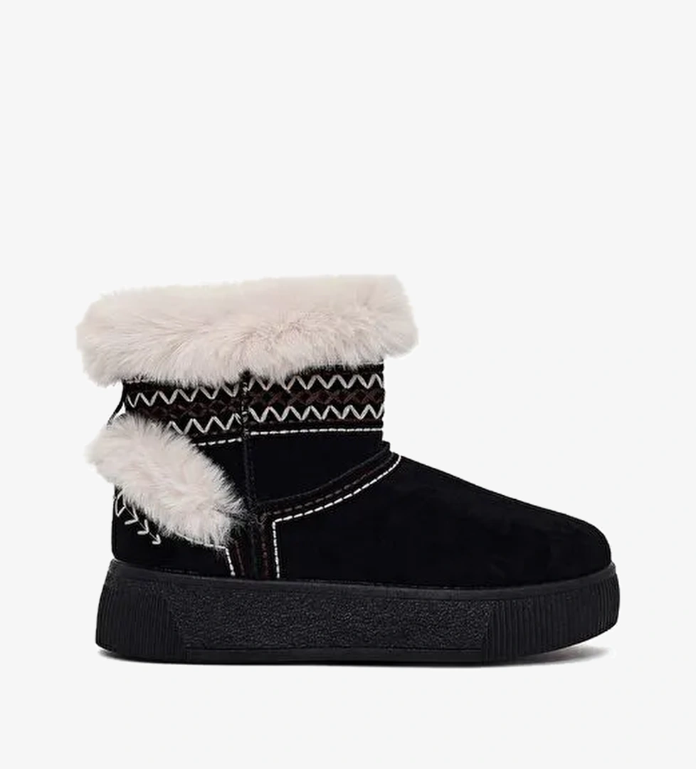 Kadın Siyah Kalın Tabanlı Süet Teddy Bot 25WFE402410 - Görsel 1