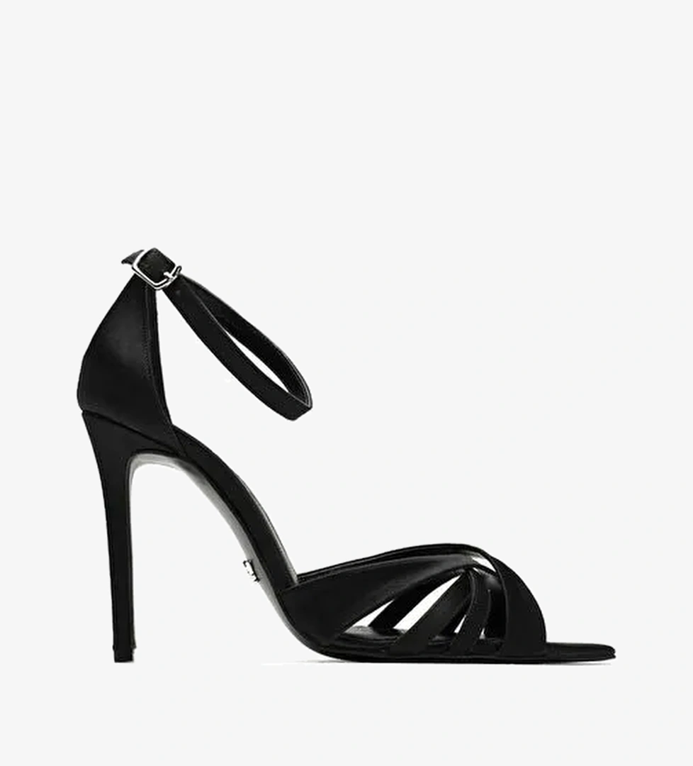 Violine Saten 10 Cm Topuklu Ayakkabı - Görsel 1