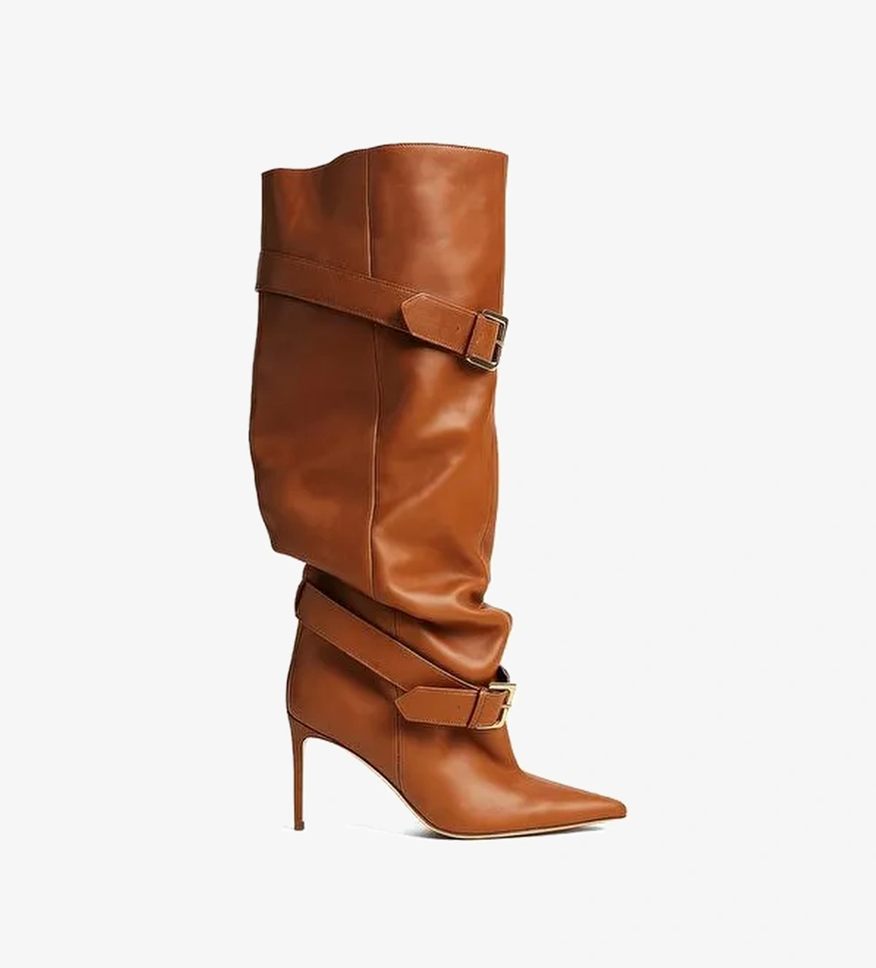 Bronte Deri 8 Cm Topuklu Çizme - Görsel 1