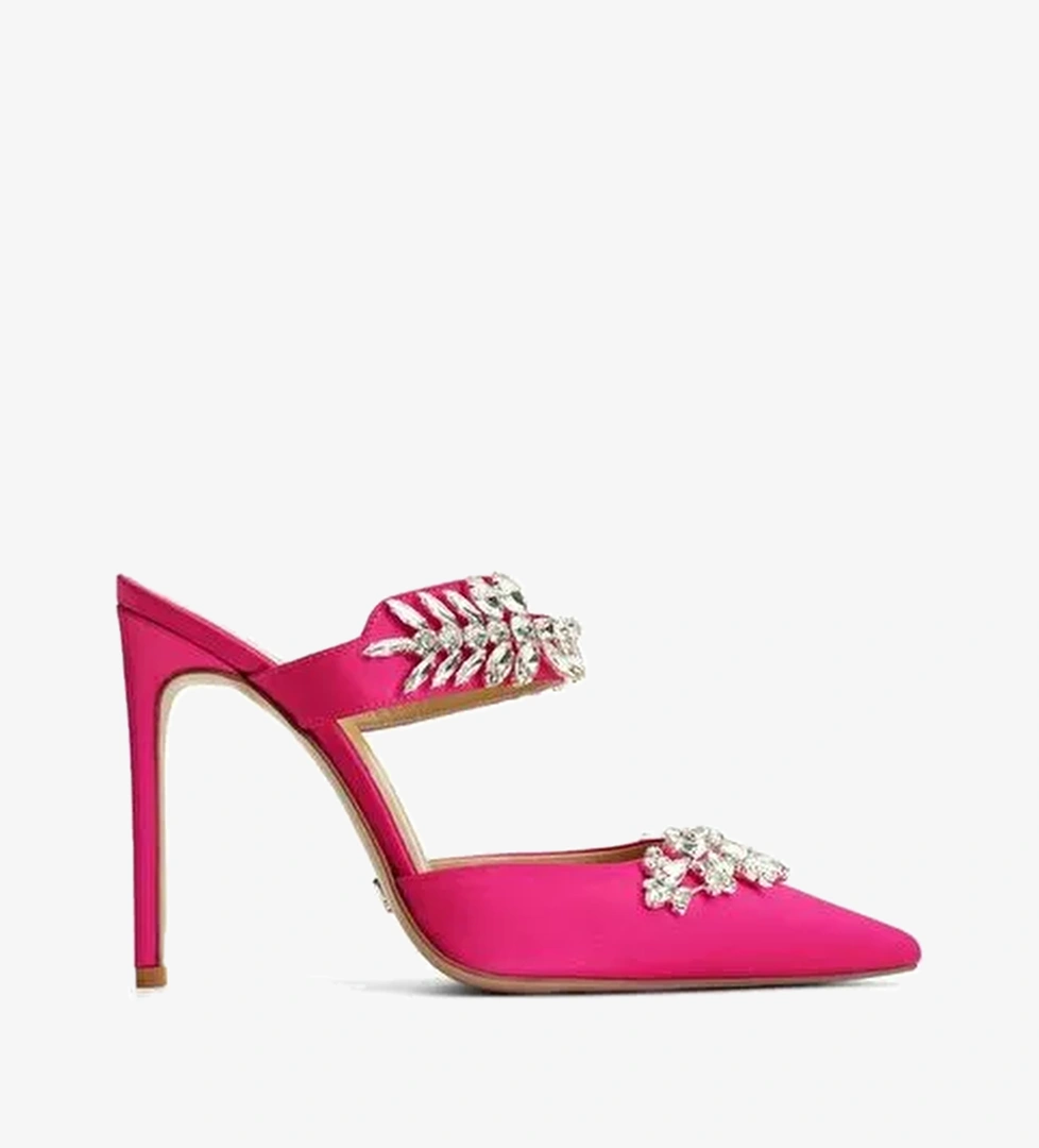 Kaıtly Saten 10 Cm Topuklu Terlik - Görsel 1