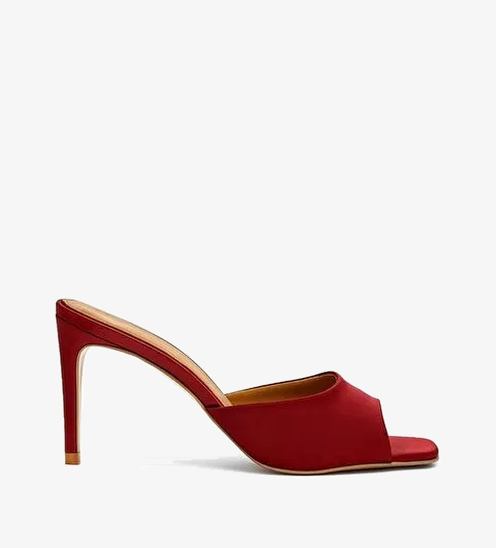 Malvina Saten 8 Cm Topuklu Terlik - Görsel 1