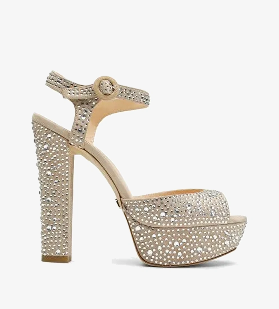 Nıfty Taşlı Süet 14 Cm Platform Topuklu Ayakkabı - Görsel 1