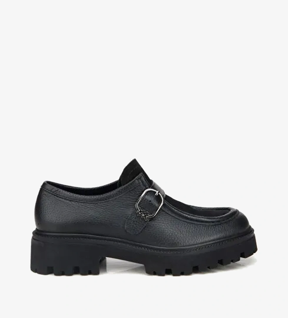 Kadın Deri Siyah Toka Detaylı Günlük Loafer 01AYH318360A100 - Görsel 1