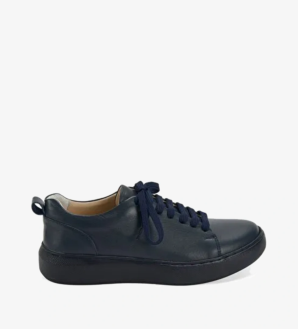 Kadın Lacivert Deri Spor Ayakkabı - Görsel 1