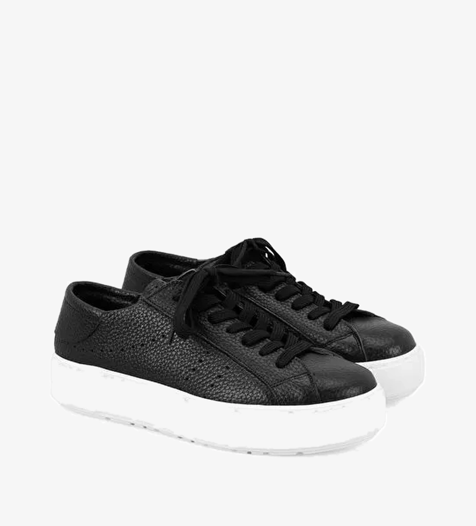 Kadın Siyah Deri Spor Ayakkabı - Görsel 1