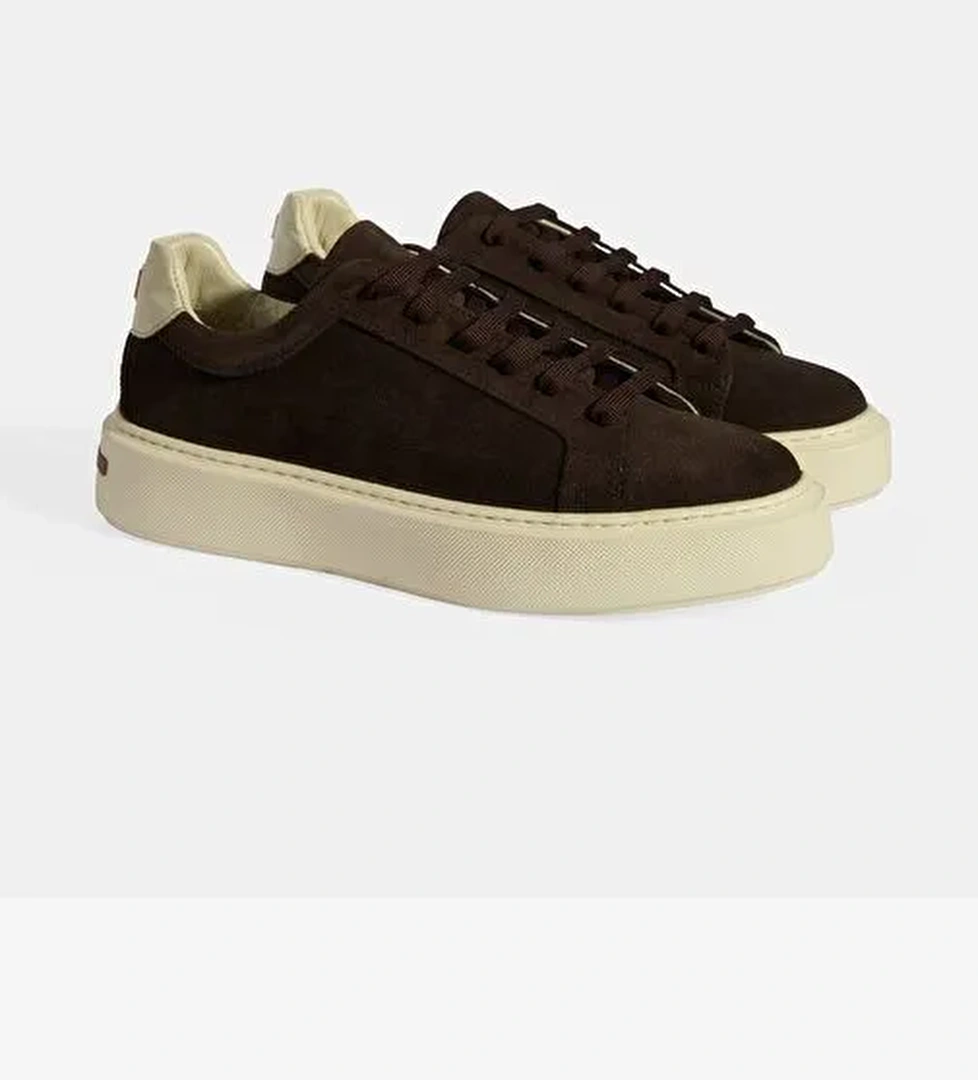 Kadın Kahve Bağcıklı Süet Sneaker - Görsel 1