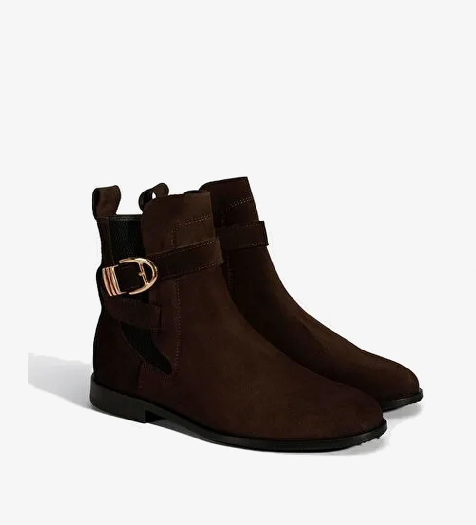 Kadın Kahve Ayarlanabilir Tokalı Süet Bot - Görsel 1