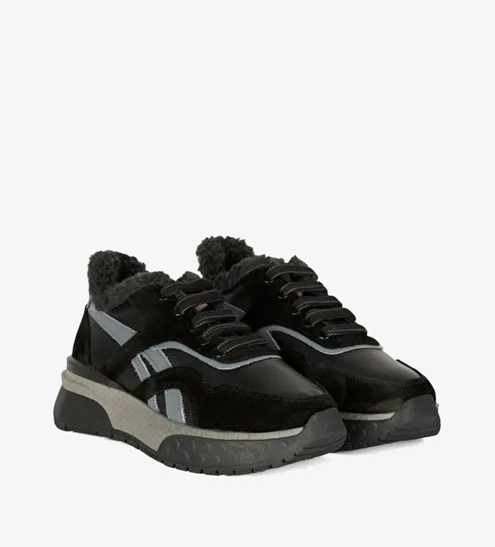 Kadın Siyah Süet Deri Spor Ayakkabı - Görsel 1