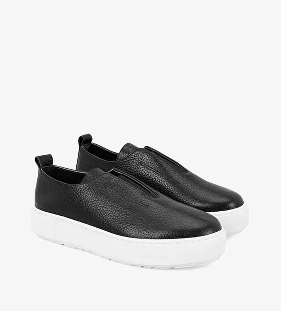 Kadın Siyah Deri Spor Ayakkabı - Görsel 1