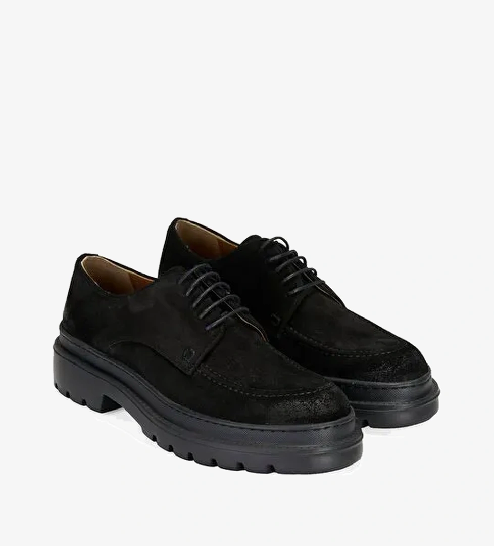 Fabian Siyah Erkek Süet Deri Günlük Ayakkabı - Görsel 1