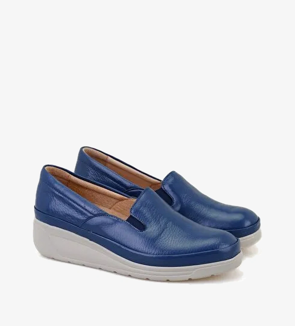 Kadın Lacivert Dolgu Topuklu Deri DesaComfort Günlük Ayakkabı - Görsel 1