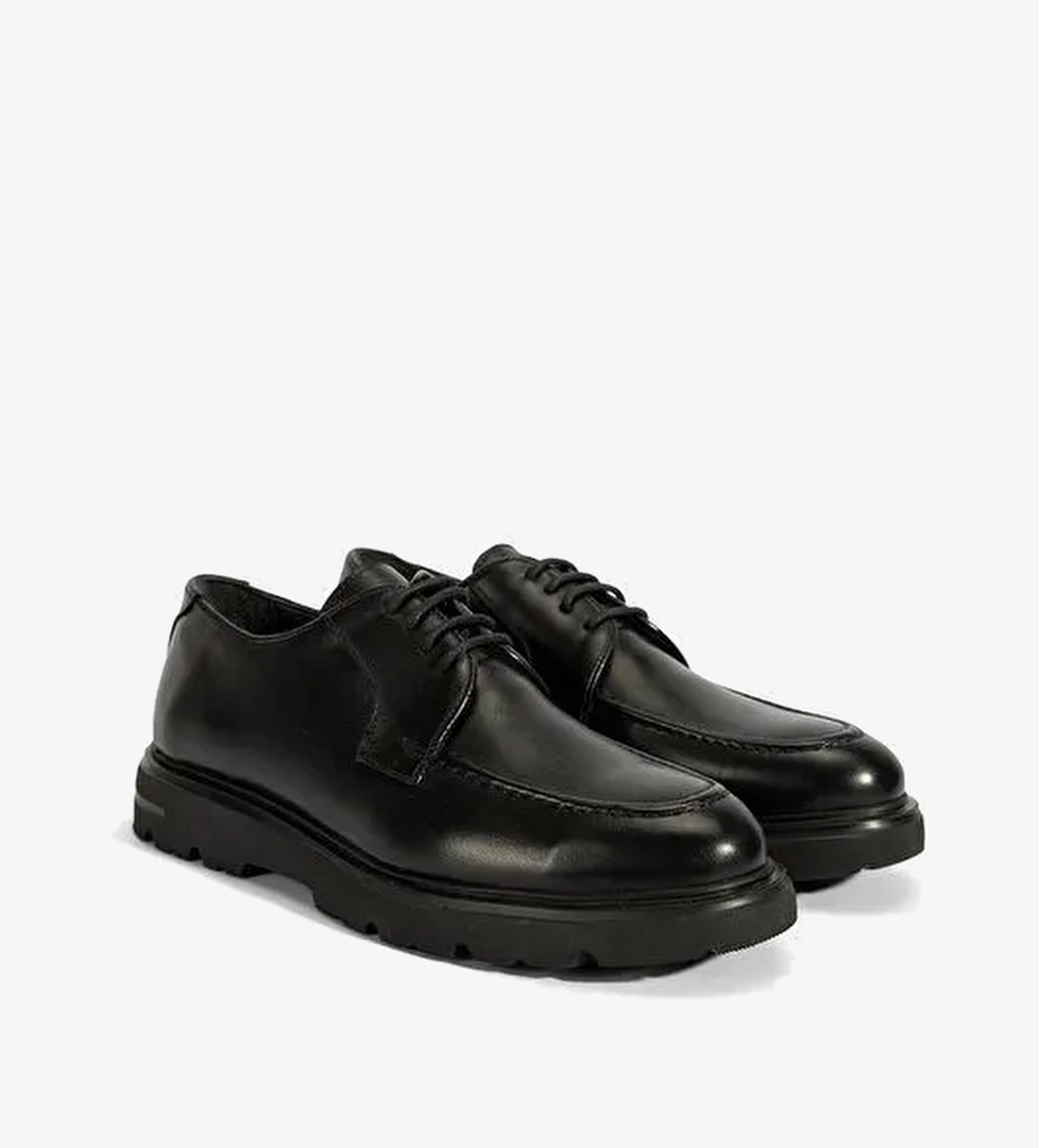 Erkek Siyah Deri Günlük Ayakkabı - Görsel 1