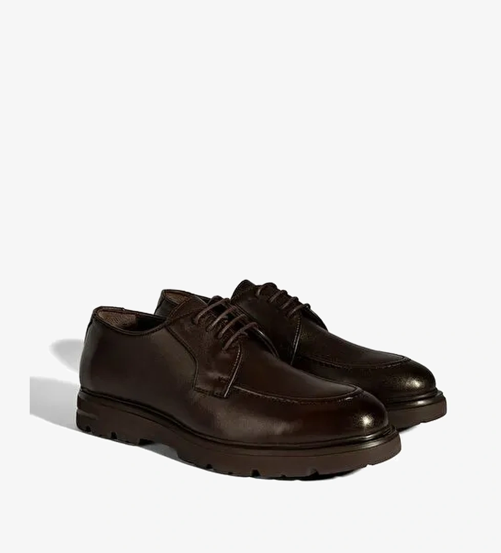 Erkek Kahve Deri Günlük Ayakkabı - Görsel 1