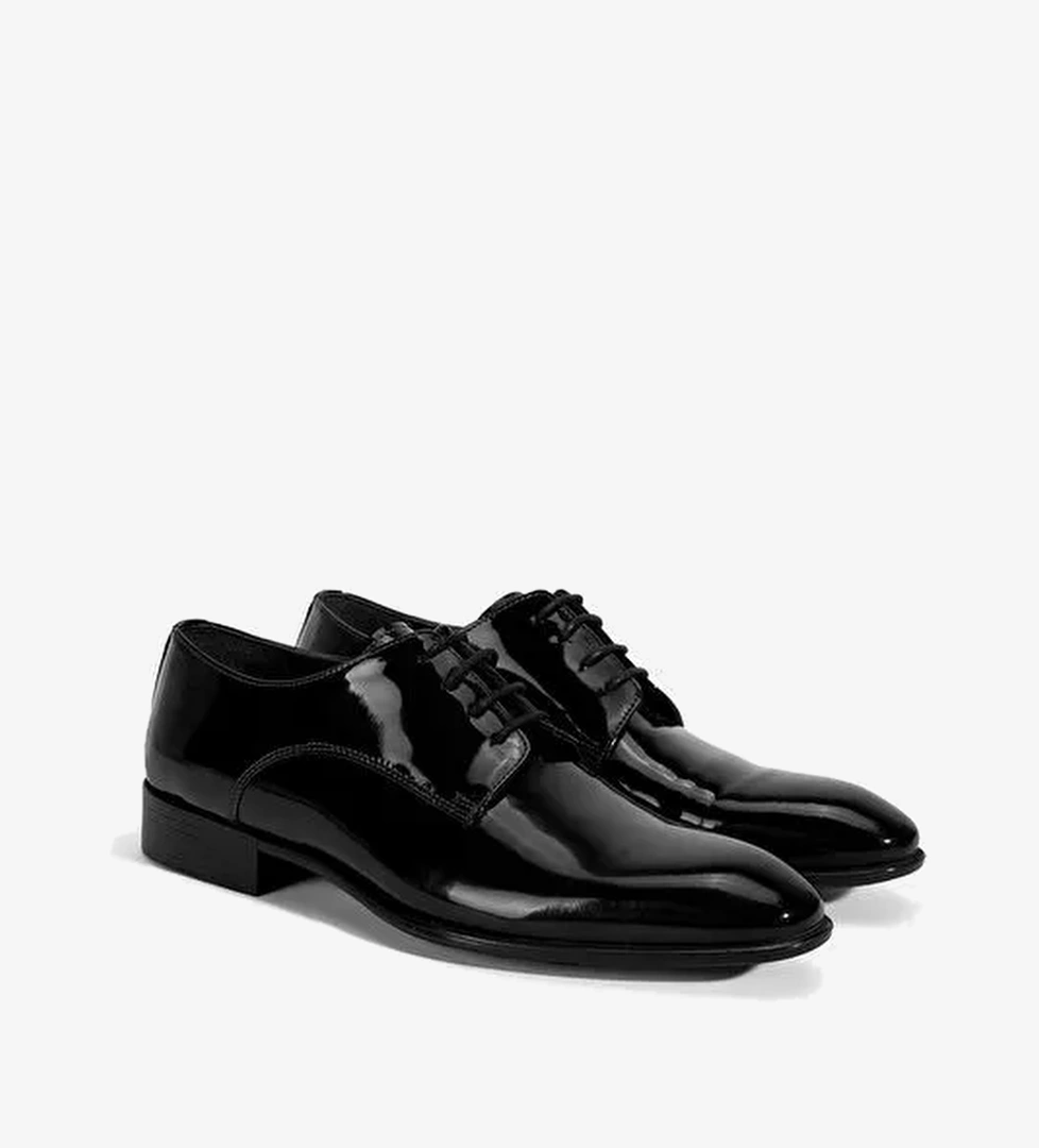 Erkek Siyah Bağcıklı Rugan Deri Klasik Ayakkabı - Görsel 1