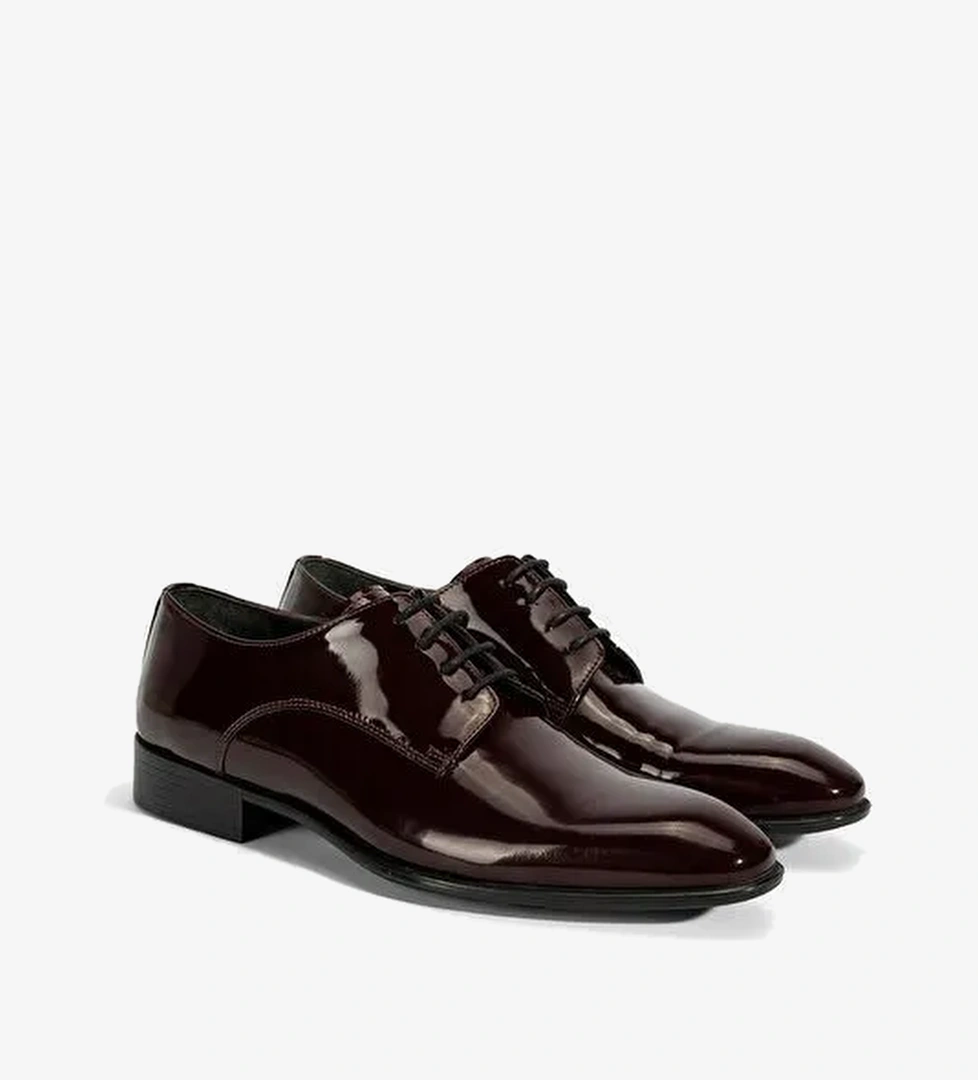 Erkek Bordo Bağcıklı Rugan Deri Klasik Ayakkabı - Görsel 1
