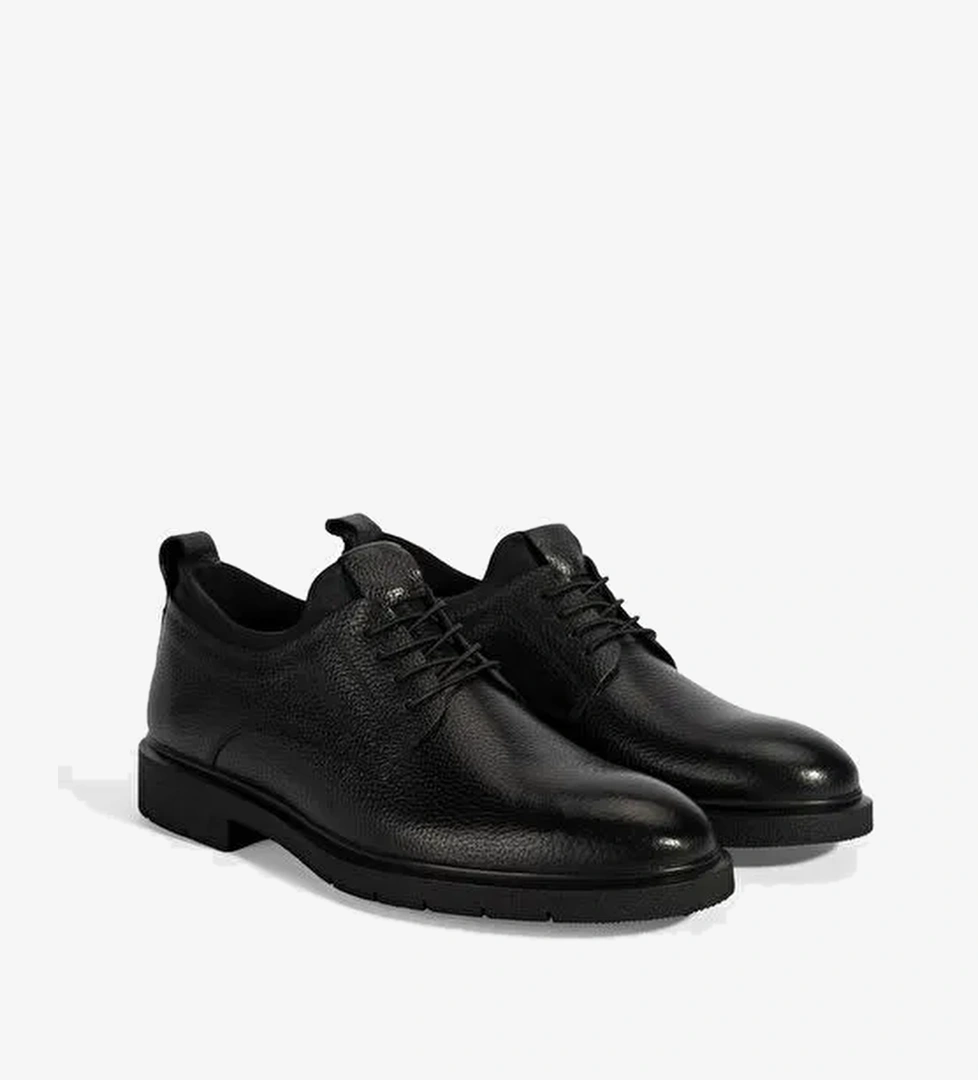 Erkek Siyah Bağcıklı Deri Klasik Ayakkabı - Görsel 1