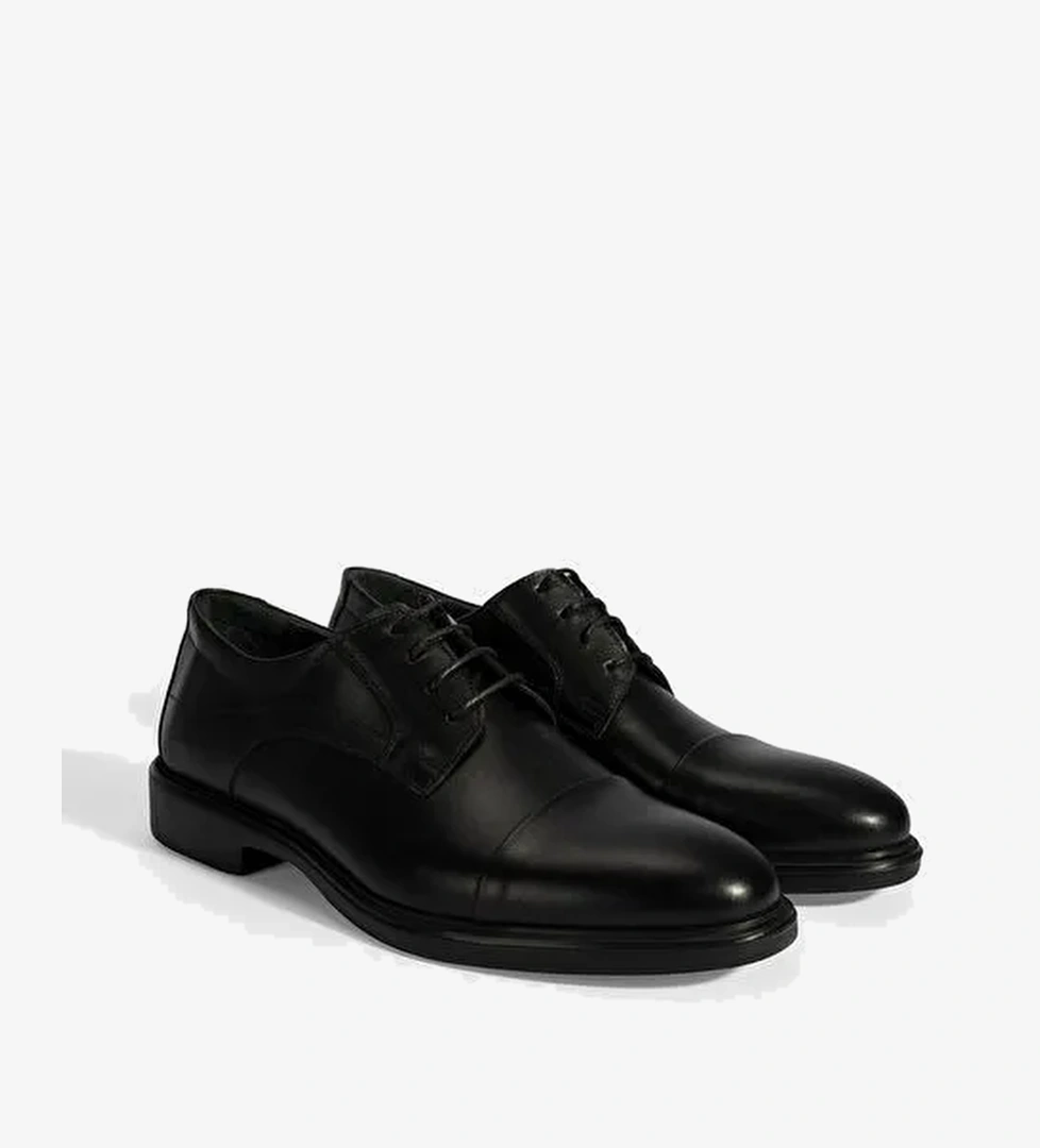 Erkek Siyah Bağcıklı Deri Klasik Ayakkabı - Görsel 1