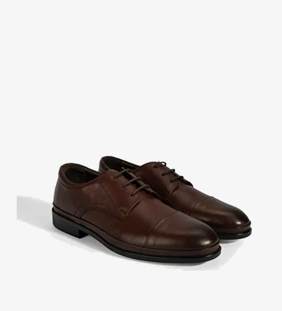 Erkek Kahve DesaComfort Bağcıklı Deri Ayakkabı - Görsel 1