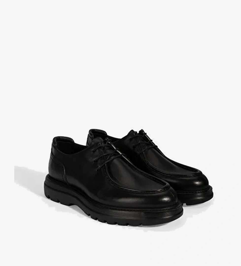 Erkek Siyah Bağcıklı Deri Klasik Ayakkabı - Görsel 1