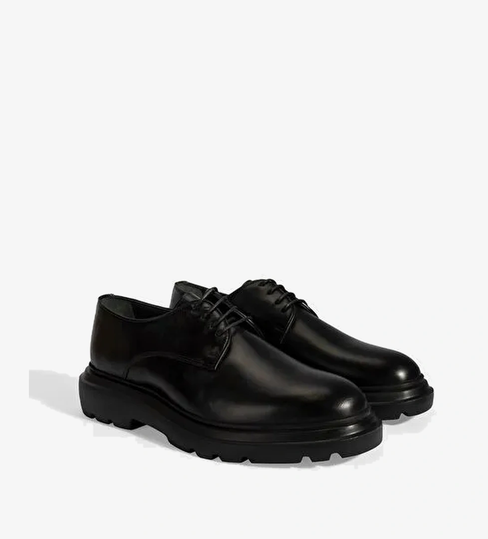 Erkek Siyah Bağcıklı Deri Klasik Ayakkabı - Görsel 1