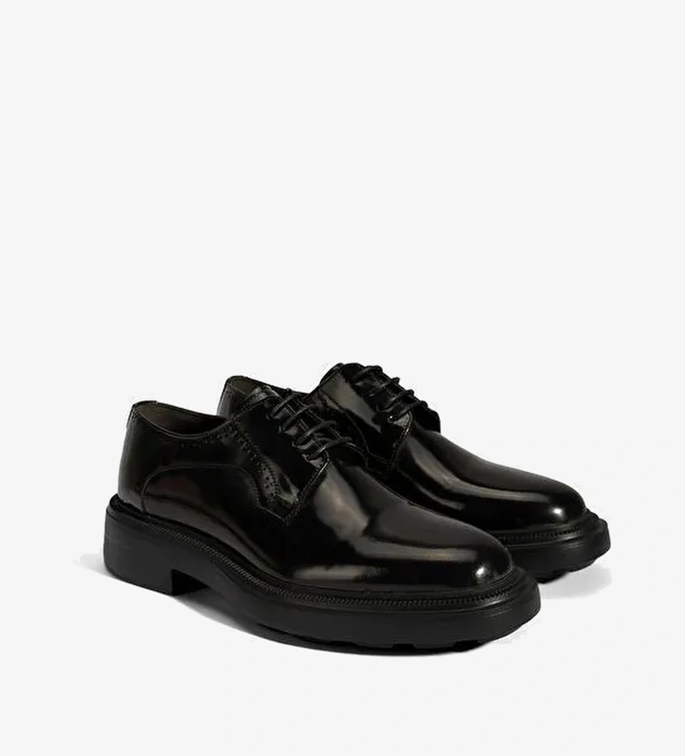 Erkek Siyah Bağcıklı Deri Klasik Ayakkabı - Görsel 1