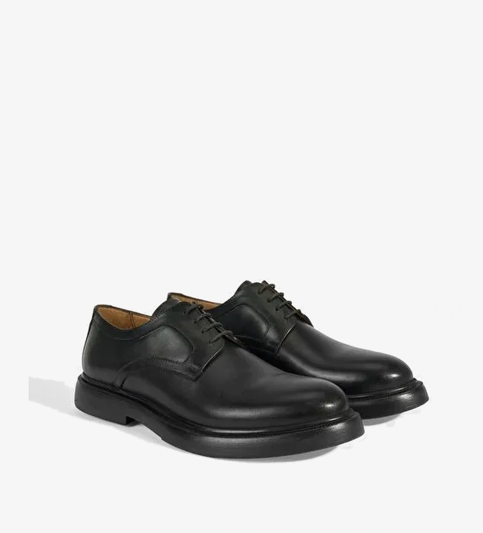 Perdita Siyah Erkek Deri Bağcıklı Klasik Ayakkabı - Görsel 1