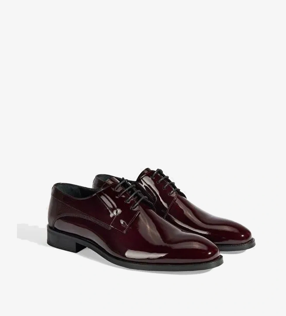 Therese Bordo Erkek Bağcıklı Rugan Klasik Ayakkabı - Görsel 1