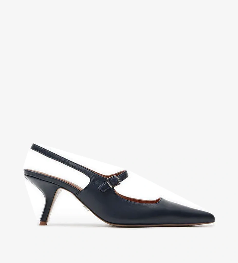 Jabotter Lacivert Kadın Deri Stiletto LOUVRE - Görsel 1