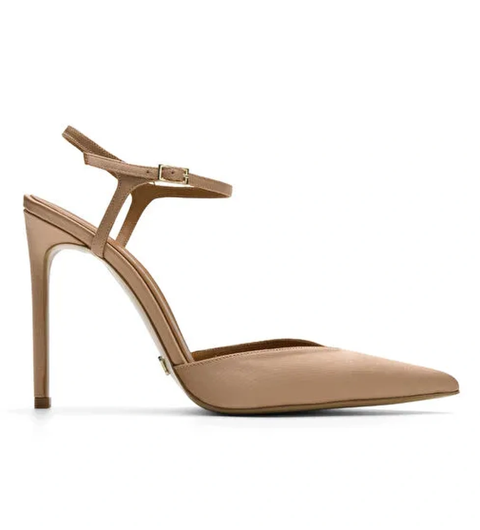 Jabotter Bej Kadın Stiletto MADRID SATEN - Görsel 1