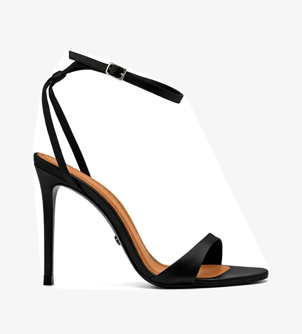 Jabotter Siyah Kadın Topuklu Ayakkabı AMOUR SATEN 10 CM - Görsel 1