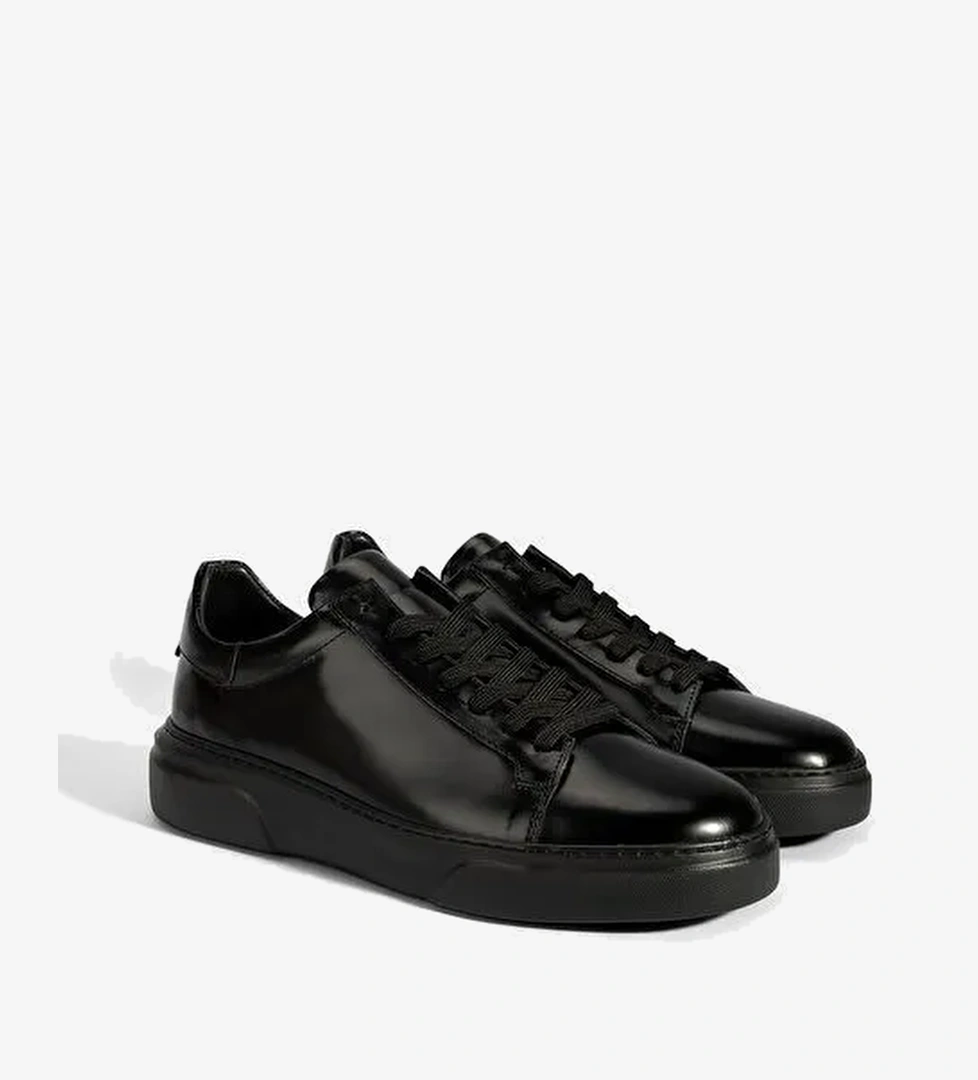 Erkek Siyah Bağcıklı Deri Günlük Ayakkabı - Görsel 1