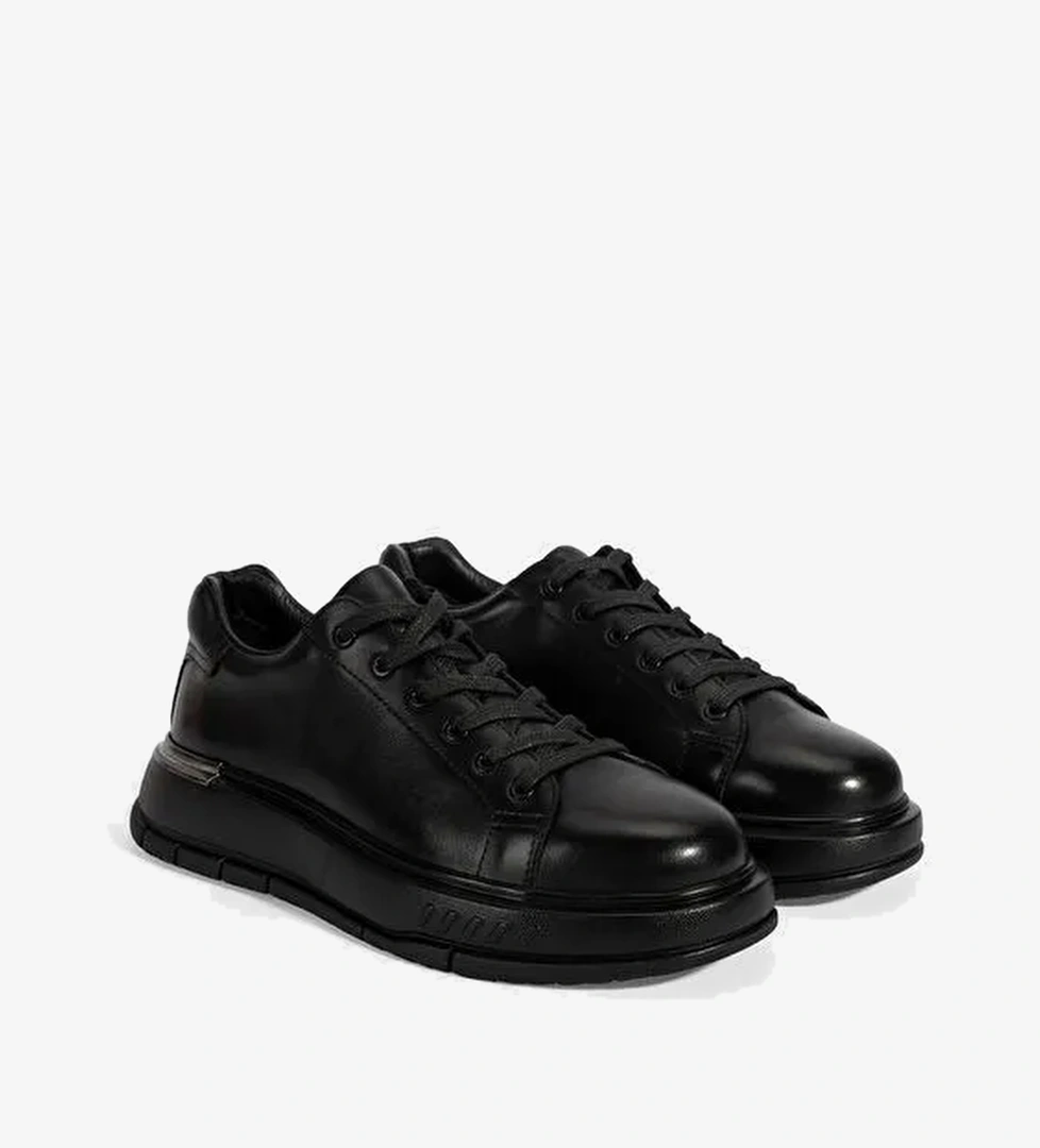 Erkek Siyah DesaComfort Bağcıklı Deri Günlük Ayakkabı - Görsel 1