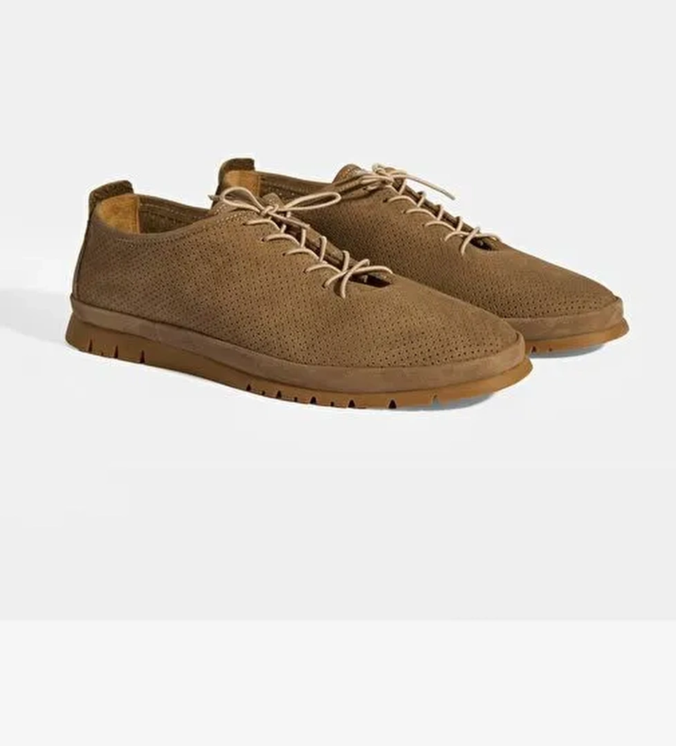 Erkek Vizon Bağcıklı Deri Ayakkabı - Görsel 1