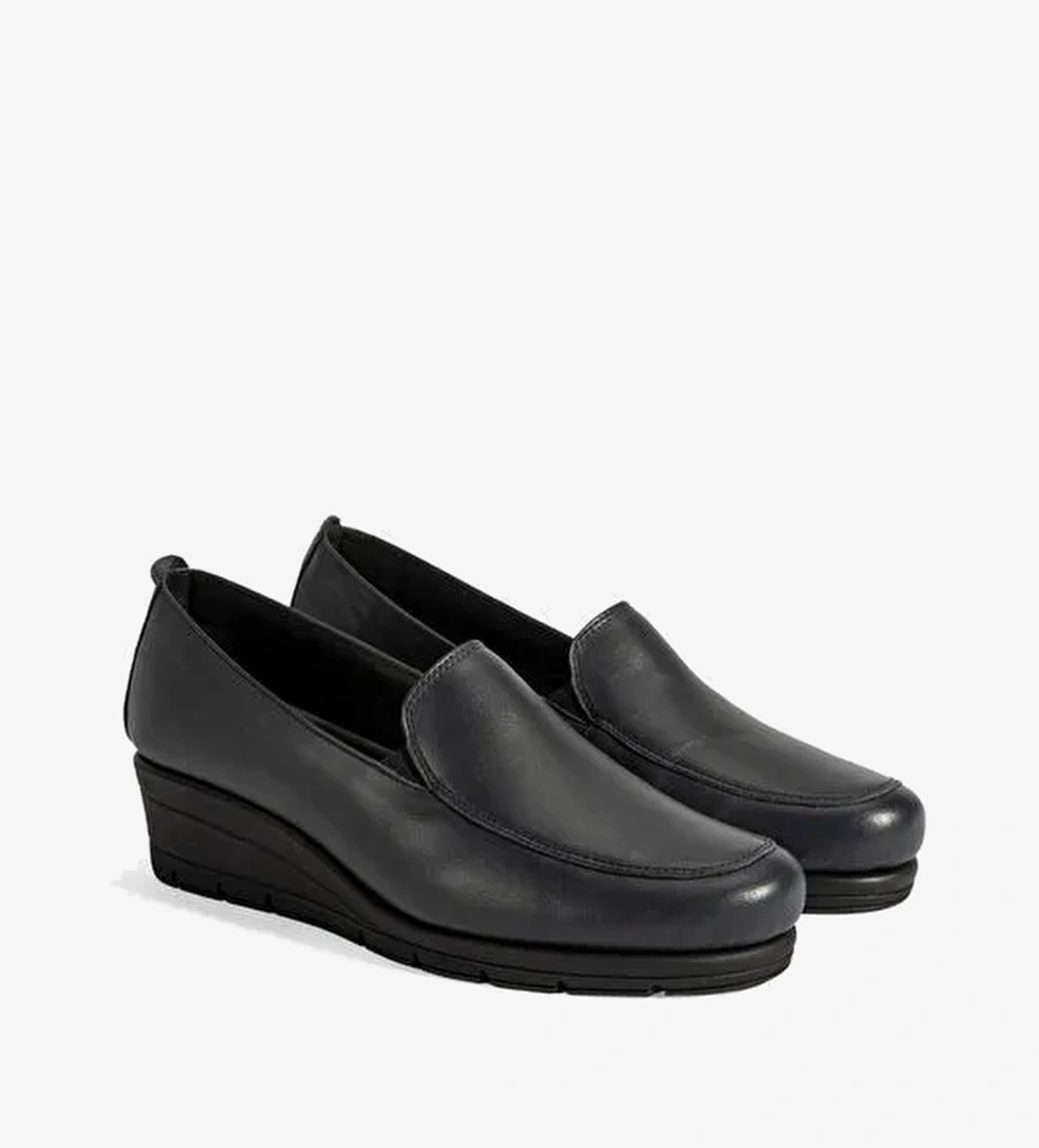 Kadın Lacivert DesaComfort Dolgu Topuklu Deri Ayakkabı - Görsel 1